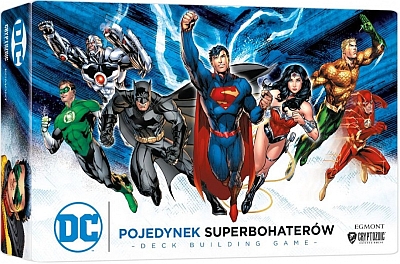 Okładka gry: Pojedynek Superbohaterów (DC: Deck Building Game)