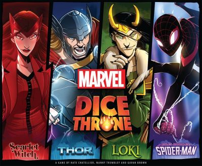Okładka gry: Marvel Dice Throne: Box 1 (Scarlet Witch, Thor, Loki, Spider-Man)