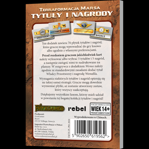 Okładka gry: Terraformacja Marsa: Tytuły i nagrody